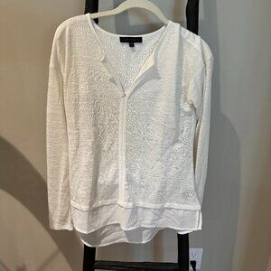 Sanctuary White V-Neck Long Sleeve Blouse
